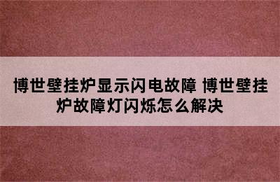 博世壁挂炉显示闪电故障 博世壁挂炉故障灯闪烁怎么解决